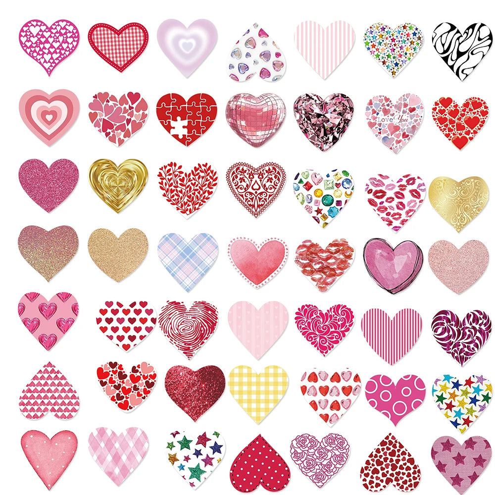 10/30/50PCS Pink Love Cute Heart Stickers Romantic Decals Graffiti Toys DIY Waterproof Phone Notebook Suitcase Bike Guitar Gifts