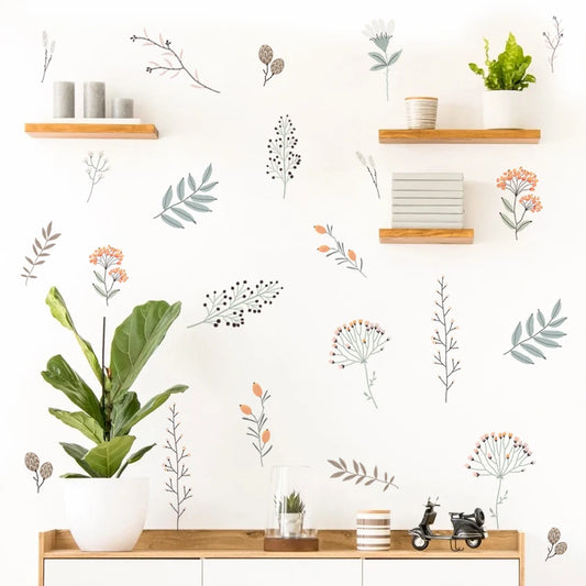 Boho Watercolor Floral Wall Stickers for Living Room Bedroom Decor