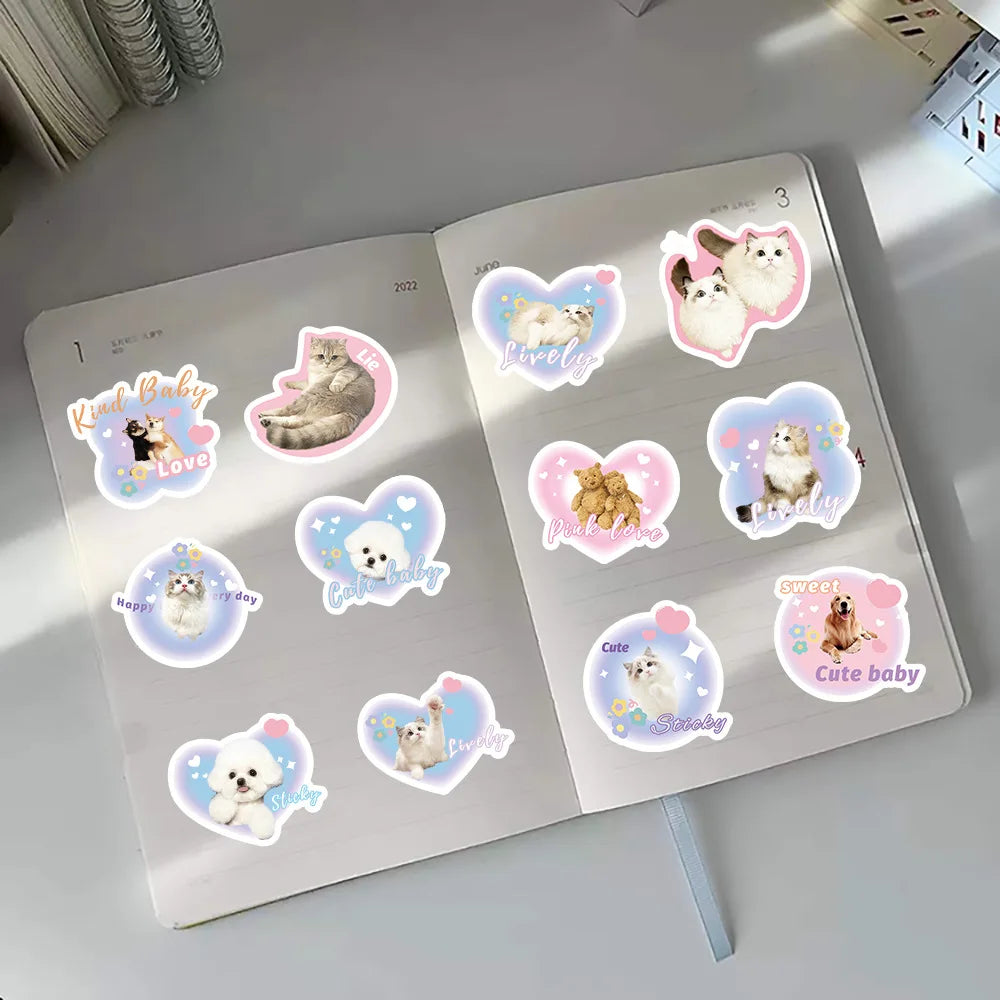 10/30/60/120PCS Cute Pet Dog Cat Stickers Cartoon Decals DIY Waterproof Scrapbook Phone Suitcase Skateboard Fridge Graffiti Toys