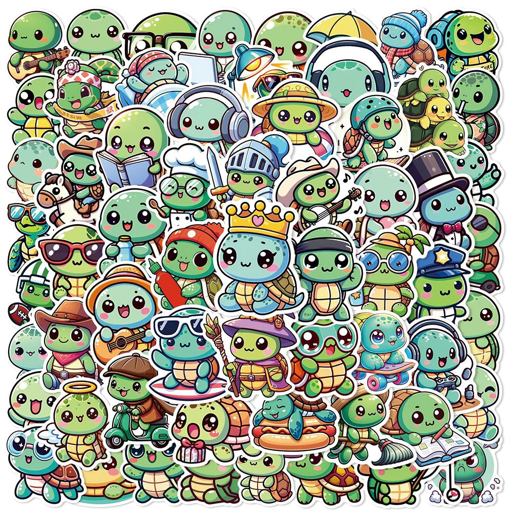 Cute Turtle Stickers 10/30/60pcs DIY Laptop Phone Suitcase Scrapbooking Kawaii Kids Toys