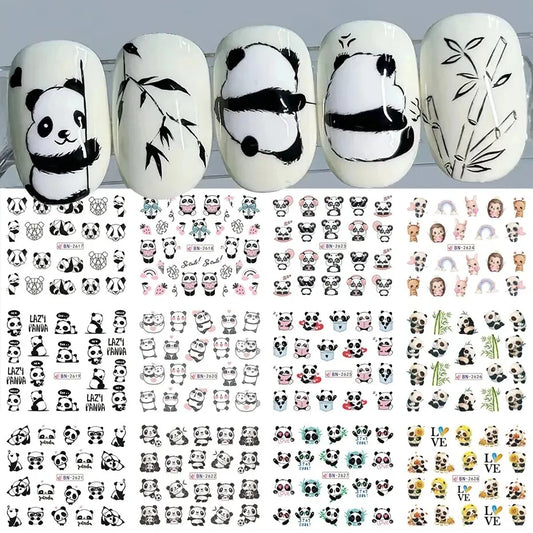 Kawaii Panda Nail Art Stickers Bamboo Bear Water Decals Manicure Decorations