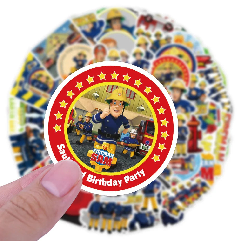 10/30/50PCS Fireman Sam Cartoon Education Stickers For Kids DIY Notebook Phone Laptop Suitcase Stationery Fire Truck Decals Gift