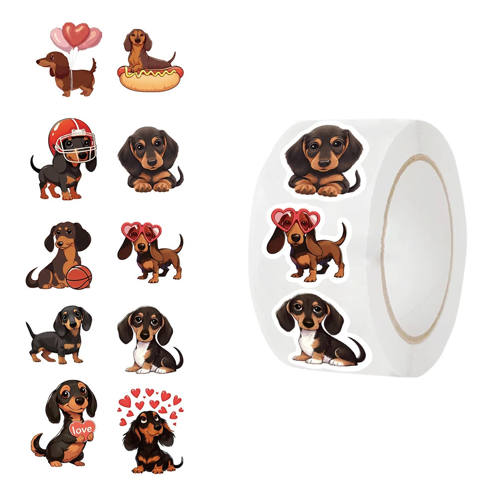 500pcs Stickers for Children Kids Rolling Animal Roll Dog Stickers Small Packaging Pack Stickers Photocard Decor Lables