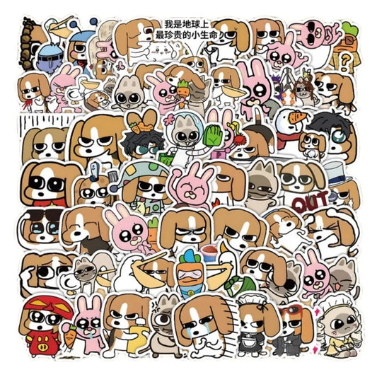 60pcs Beagle Siamese Cartoon Stickers for Suitcase, Water Cup, Stationery, Phone, Car, Laptop, Refrigerator
