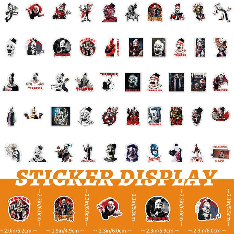 53PCS Terrifier Costumed Clown Sticker Pack