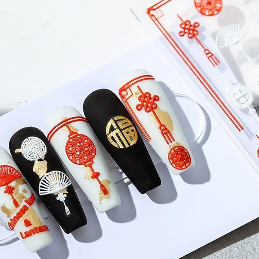 3D Lion Chinese Knot Nail Stickers Wholesale