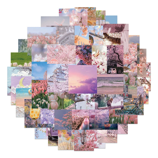 Romantic Cherry Blossom Stickers - 10/30/65pcs Aesthetic Decals for Luggage, Laptop, Phone, Suitcase, Car, DIY