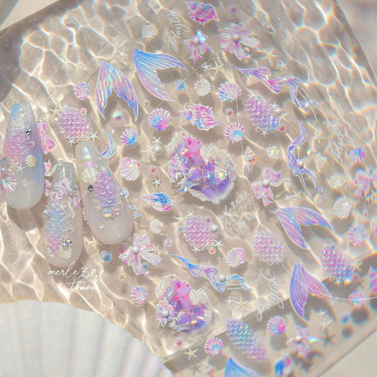 Mermaid Nail Art Stickers: Shell, Starfish, Fish Scale Design