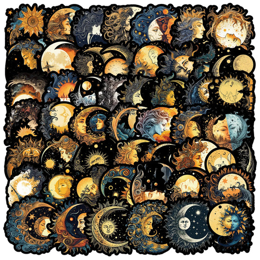 Sun and Moon Goddess Stickers - 10/30/50PCS for Phone, Laptop, Luggage, Skateboard, DIY Gift