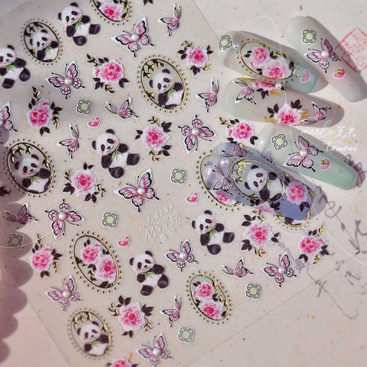 Bamboo Butterfly Nail Art Stickers Peony Heart Decals
