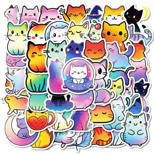 Purple Cat Stickers: Kawaii PVC DIY Scrapbooking (10/30/50PCS)