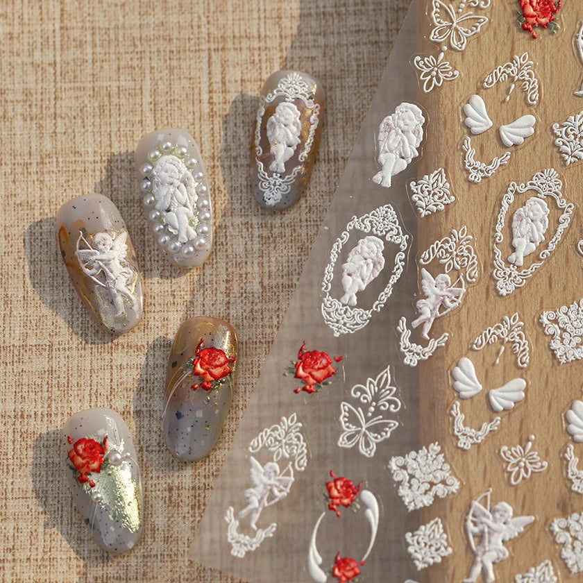 Baroque Angel Wing Butterfly Nail Art Stickers