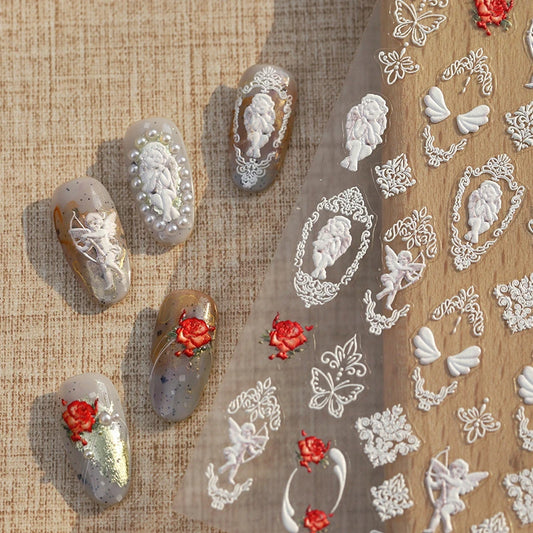 Baroque Angel Wing Butterfly Nail Art Stickers