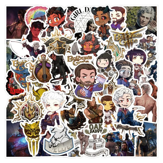 Baldur's Gate 3 Stickers 50pcs for Luggage, Water Bottles, Phones, Laptops, Cars, Scooters, Fridges