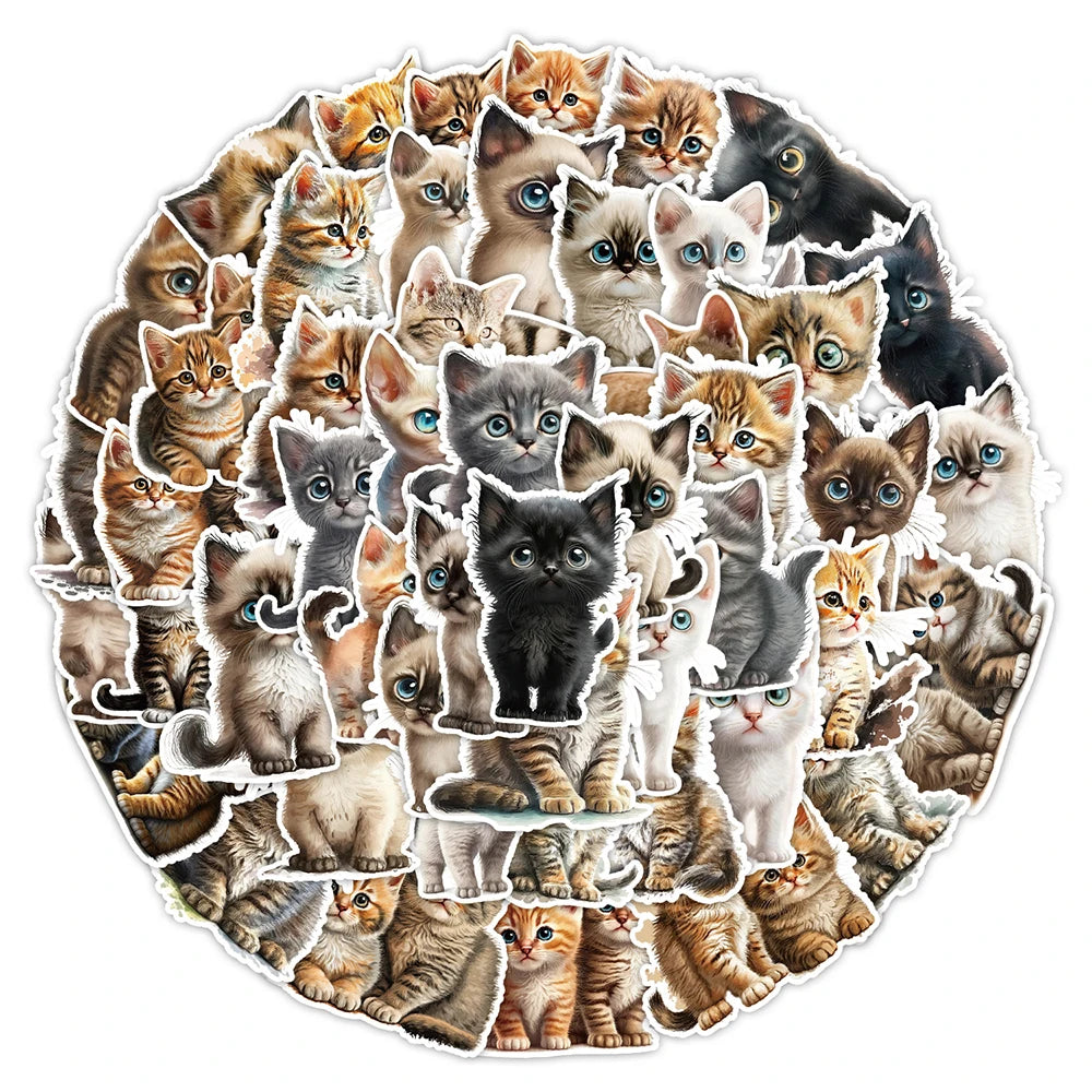 10/30/50PCS Kawaii Cat Cute Stickers Toys Gift Scrapbook Laptop Phone Bike Laptop Suitcase Helmet Fridge Wall Decals Decoration