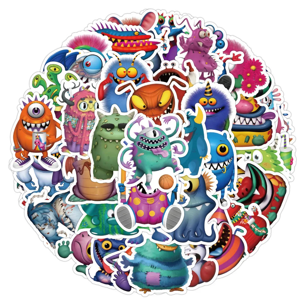 10/50Pcs Little Monster Stickers For Notebooks Stationery Kscraft Vintage Cute Sticker Craft Supplies Scrapbooking Material