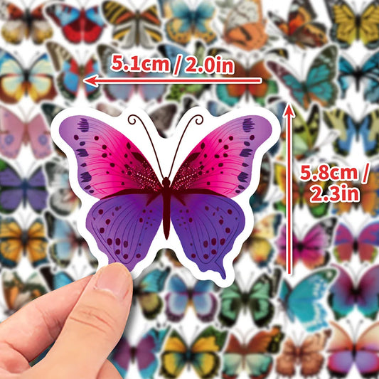 Colorful Butterfly Stickers for Phone, Laptop, Luggage, Skateboard - 10/30/50PCS