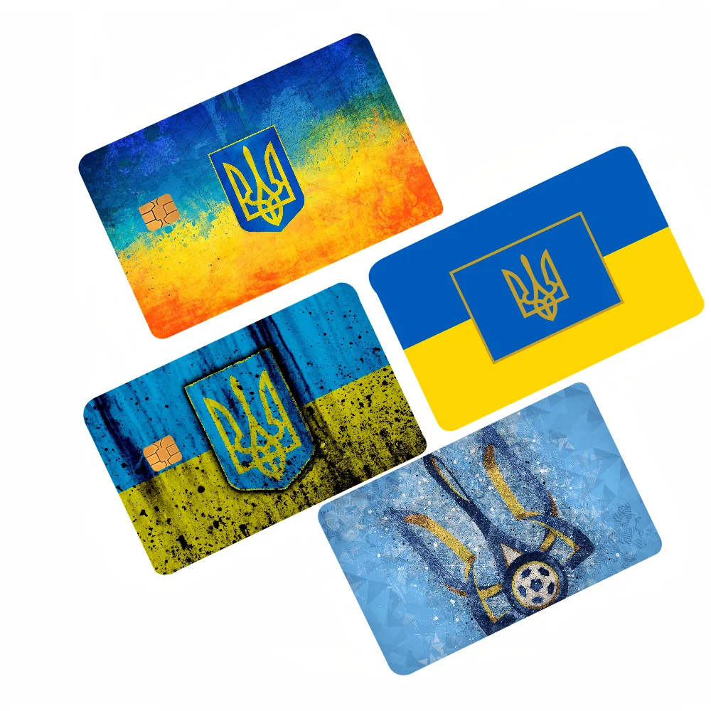 Ukraine Flag Bear Anime Card Skin Sticker