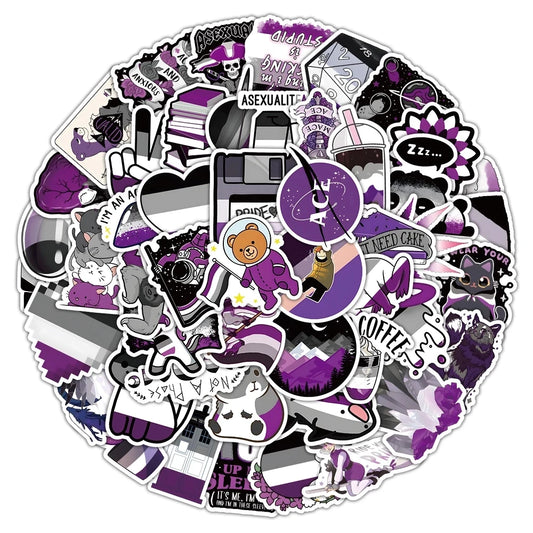 Asexual Pride Stickers 10/30/60pcs LGBTQIA ACE Nonsexuality Decals for Skateboard Phone Luggage