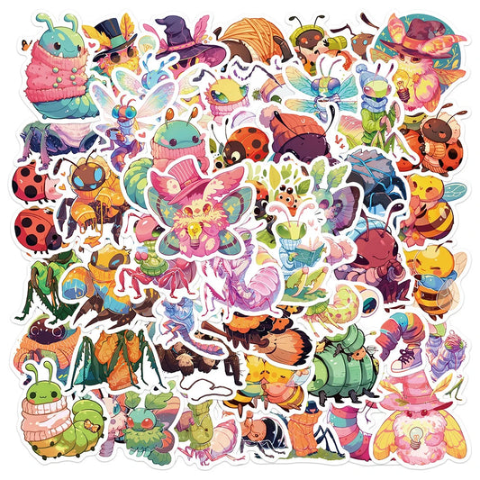 Cute Colorful Candy Insect Moth Stickers - 10/30/50pcs Cartoon Decals for Laptop, Phone, Car, Bike, Kids Toys