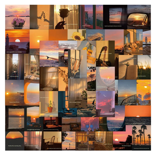 Sunset Scenery Aesthetic Stickers Decal Set for Scrapbook Laptop Luggage Guitar Phone Diary Graffiti