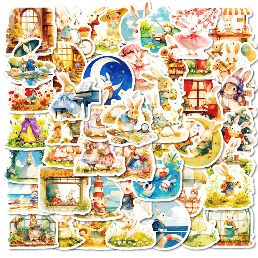 50pcs Cartoon Rabbit Graffiti Stickers for Helmet, Wall, DIY Decoration