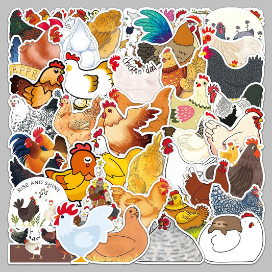 50pcs Cute Chicken Cartoon Stickers for Helmet Wall DIY Decoration