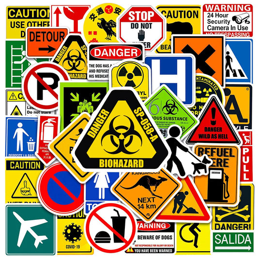 Cartoon Anime Warning Stickers for Skateboard Guitar Laptop Motorcycle Decals