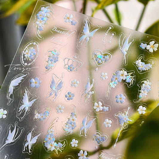 Butterfly Flower Heart Nail Art Stickers Decals