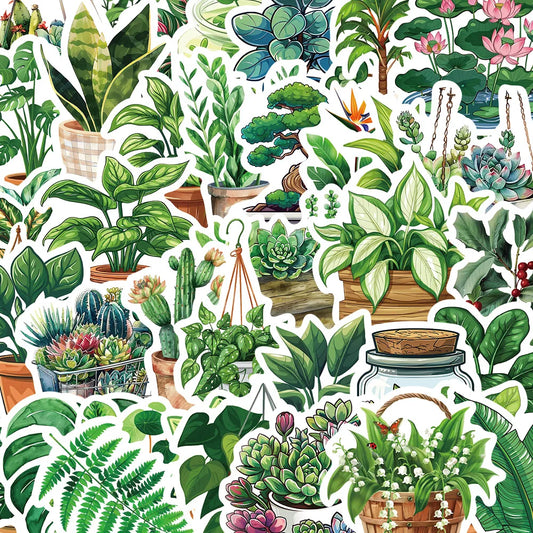 Cartoon Green Plant Stickers 10/30/50pcs Aesthetic Decals for DIY, Fridge, Notebook, Phone, Suitcase, Kids