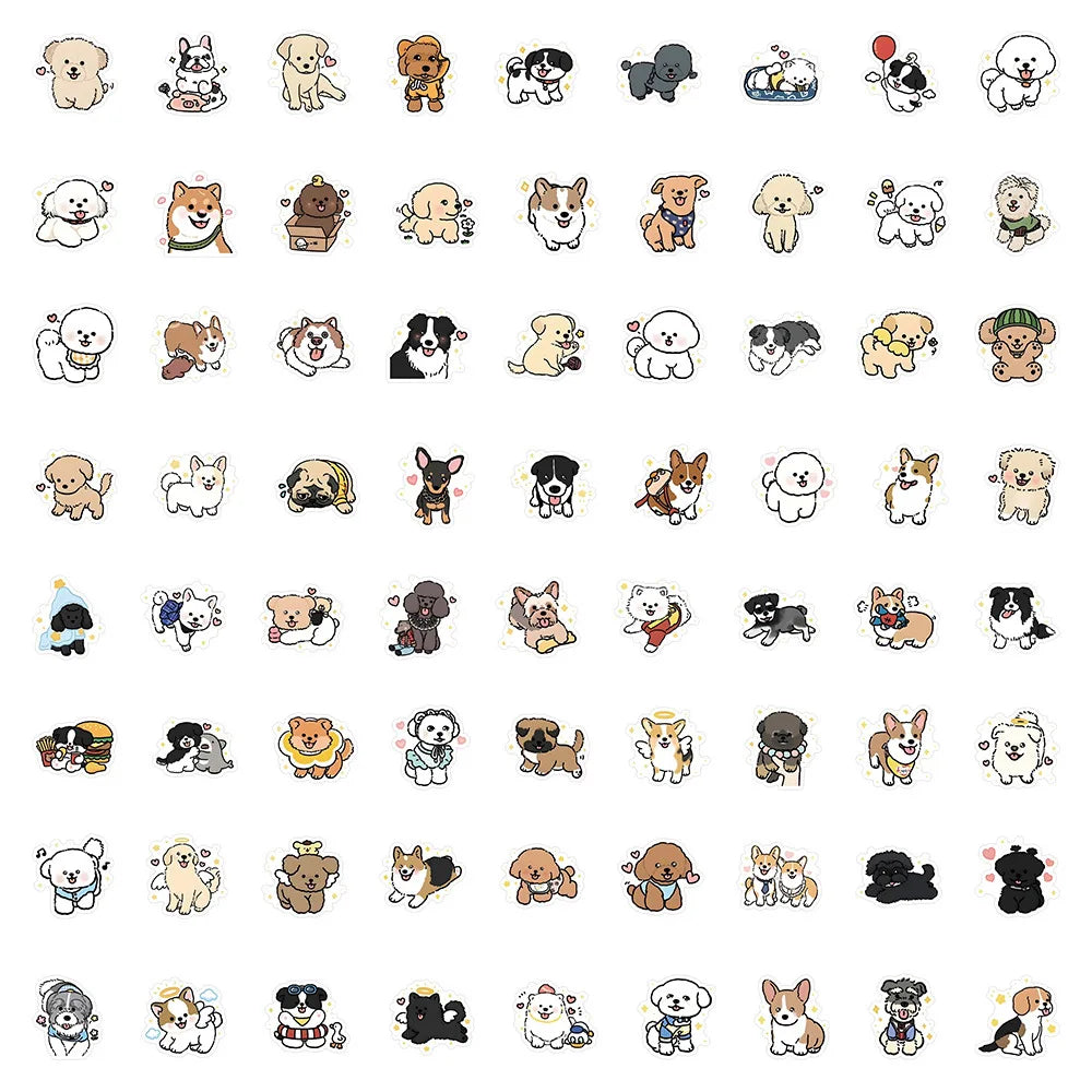 10/36/72PCS Kawaii Dog Mixed Stickers Cartoon Animal Decals Waterproof Decoration Laptop Car Bike Skateboard Graffiti Kids Toy