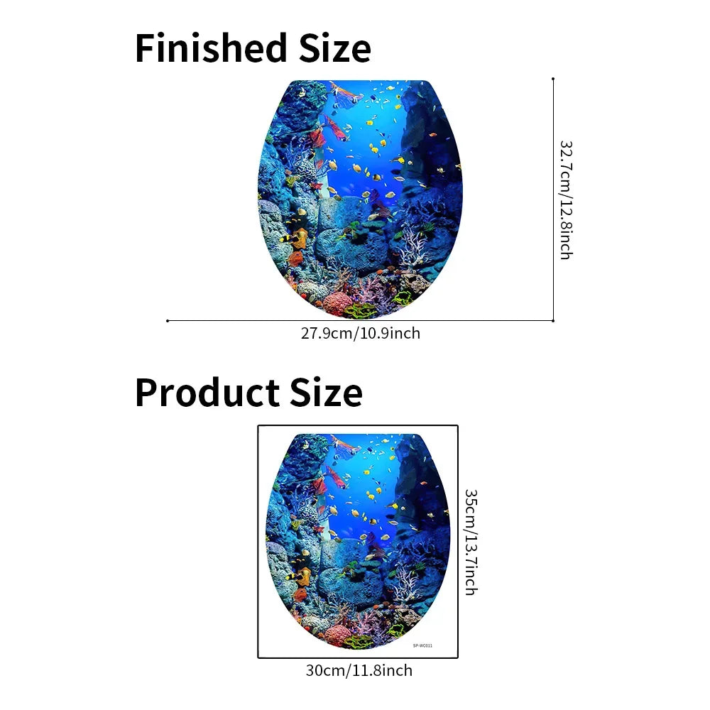 Sea World Toilet Seat Sticker - Self Adhesive Bathroom Decor