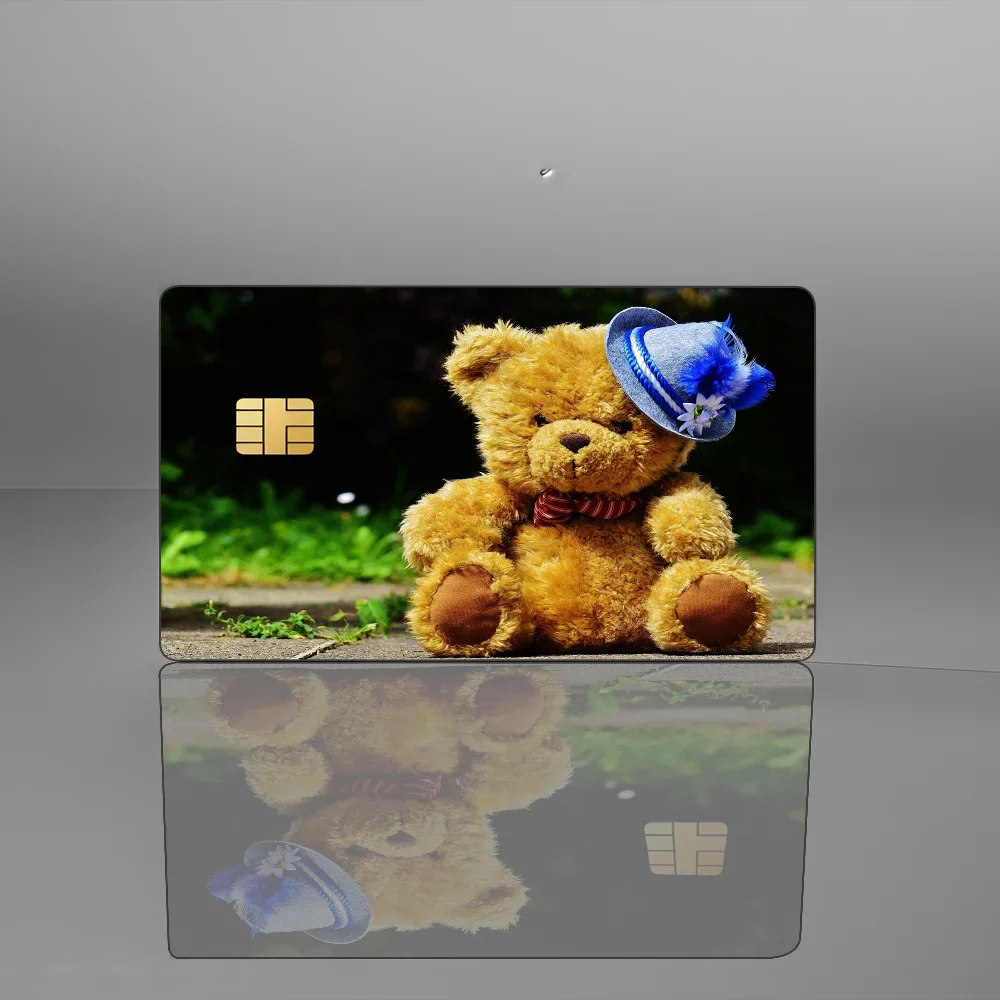 Anime Teddy Bear Card Sticker Skin Cover