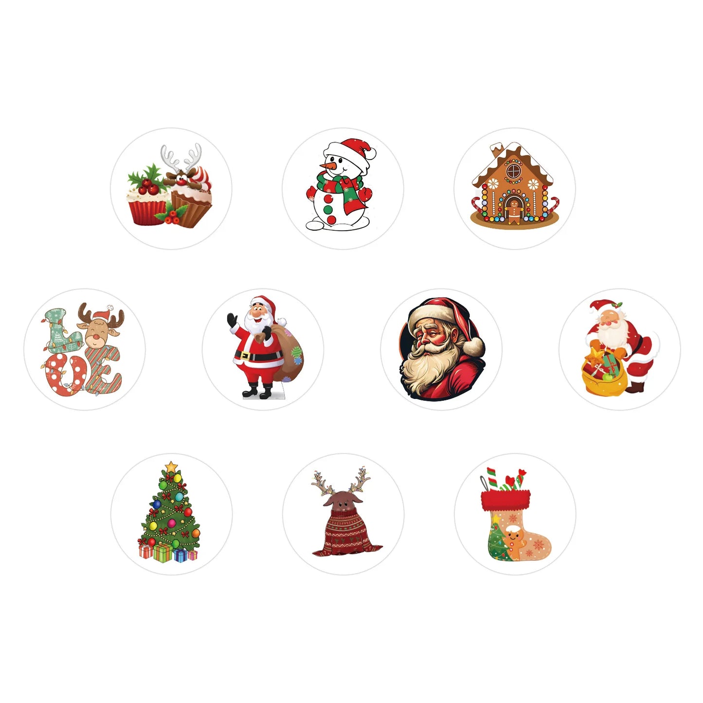 100-500pcs Merry Christmas Stickers Round Christmas Gift Box Decor Seal Sticker Cute Santa Party Decor Stationery Sticker