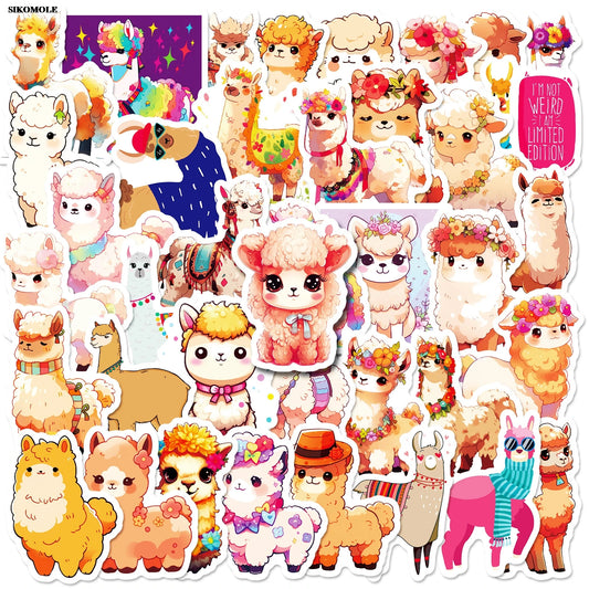 Cartoon Alpaca Animal Stickers for DIY Motorcycle Laptop Skateboard Phone