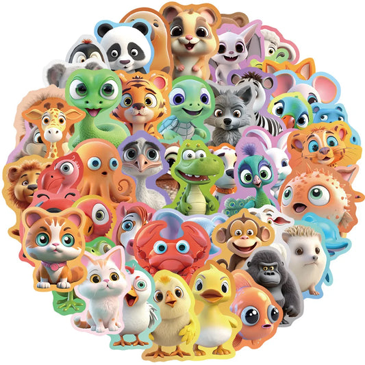 Cartoon Animal Stickers for Suitcase, Skateboard, Laptop, Phone - 10/30/50Pcs Decal Set