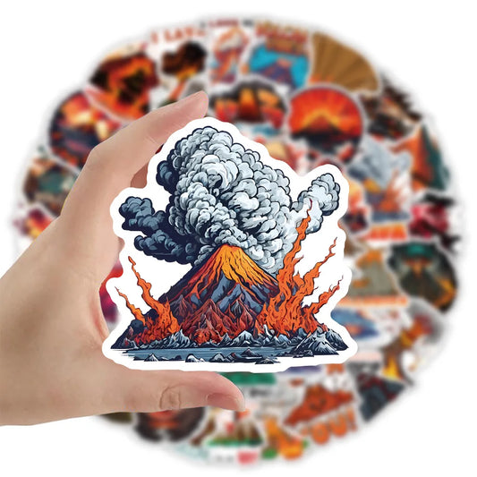 Volcano Stickers 10/30/50pcs Waterproof Decals for Laptop, Skateboard, Luggage, Phone