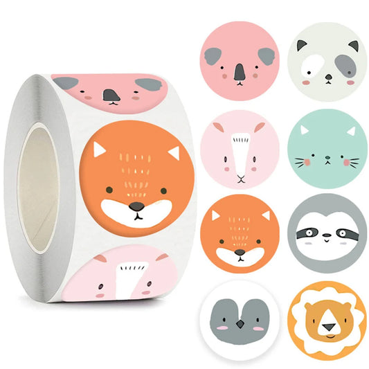 100-500pcs Cute Sticker for Kids Animals Face Reward Sticker for Classroom Teacher Supplies Motivational Scrapbooking