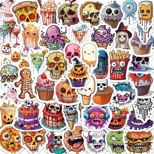 Halloween Skull Stickers Pack - Waterproof, Cartoon, Aesthetic, for Car, Skateboard, Laptop, Kids