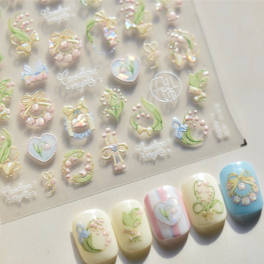 Pink Lily Valley 5D Nail Art Stickers Decals