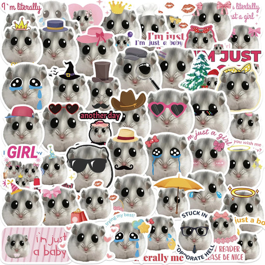50 Cute Hamster Meme Stickers: Waterproof Laptop Decals