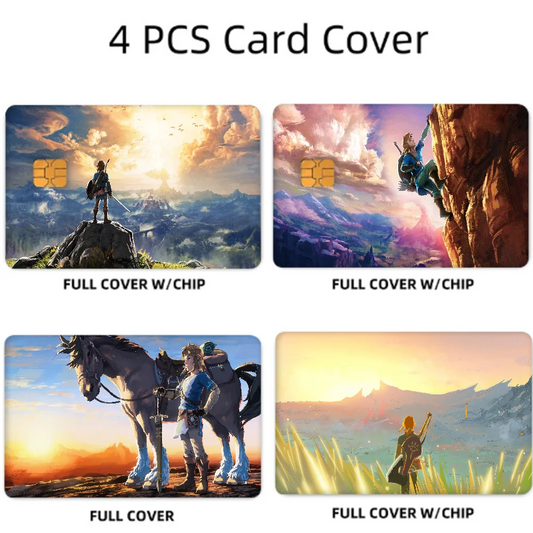 Zelda Anime Card Skin Set: 4pcs Ultra-Thin No-Fade Stickers