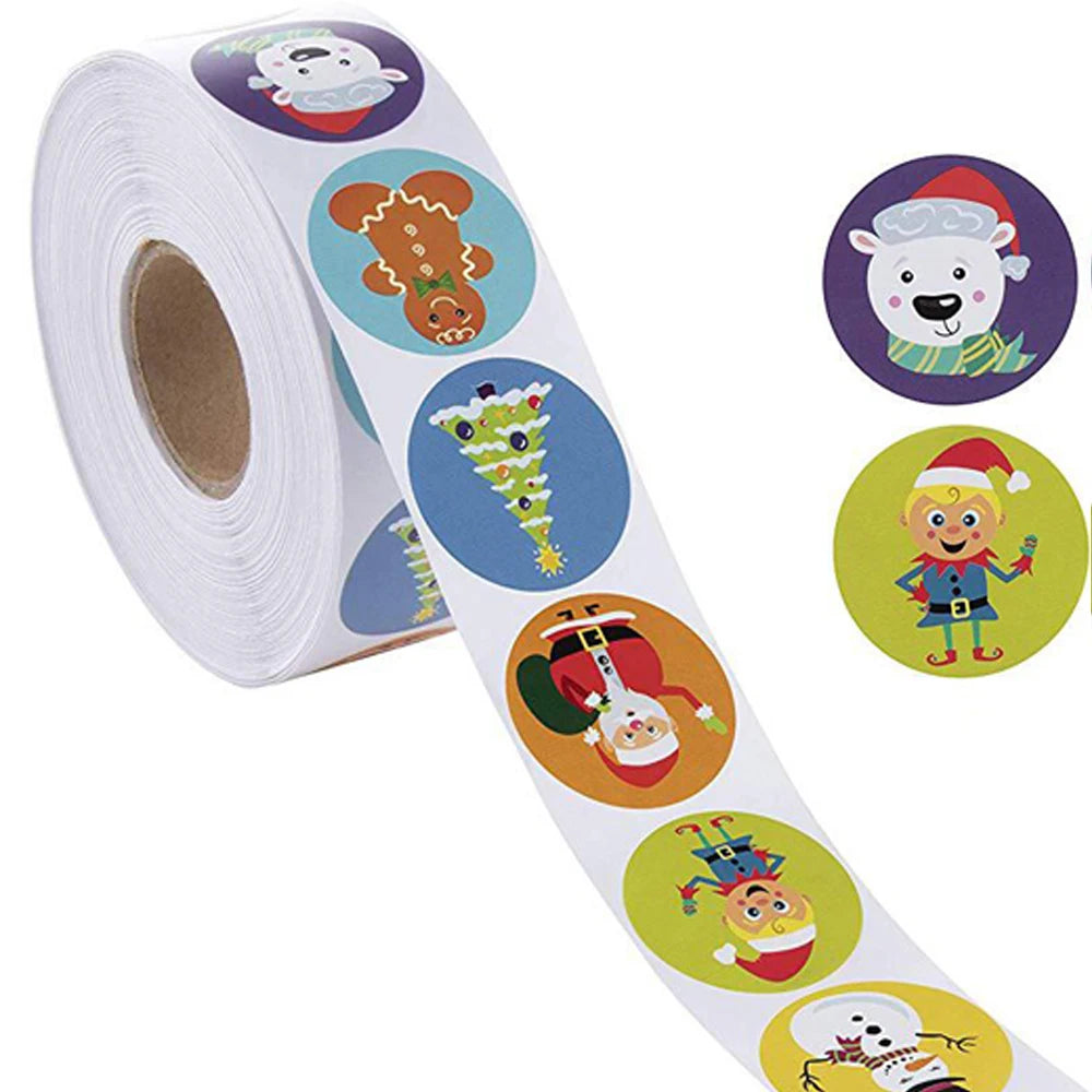 100-500pcs Christmas Sticker 8 Designs Pattern Cartoon Sticker For Kids Toys Christmas Gift Waterproof Adhesive Labels