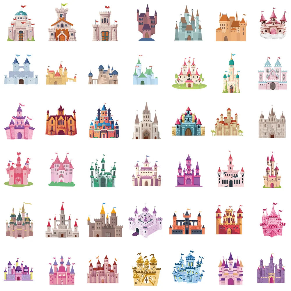 10/40pcs Fairy Tale Castle Stickers For Notebooks Stationery Computer Kscraft Pink Sticker Scrapbooking Material Craft Supplies