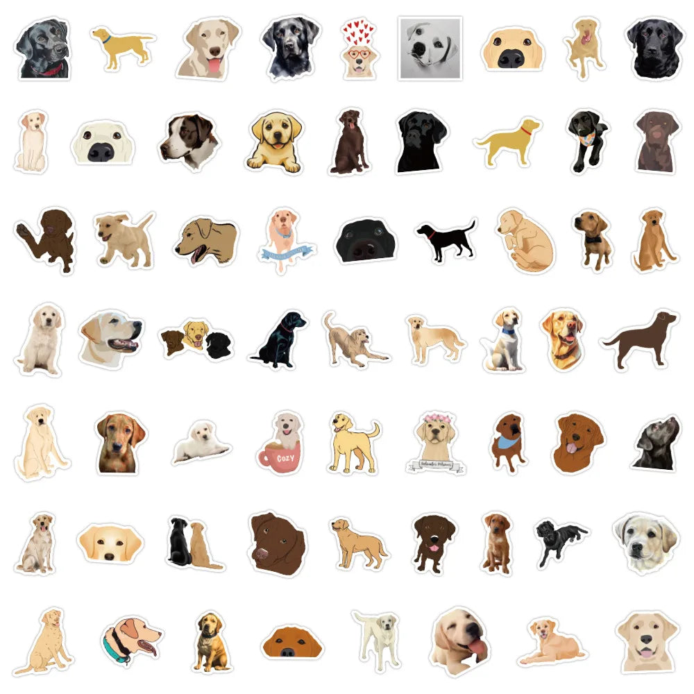 10/30/60PCS Cartoon Animal Labrador Stickers Cute Dog Decals For Skateboard Suitcase Fridge Guitar Bike Phone Car DIY Toys Gift