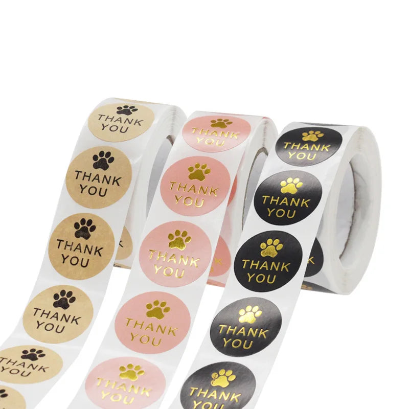 100-500PCS Thank You Stickers for Business New Merci Package Home Made Sticker Rolling Packaging Stickers Small Roll Labels