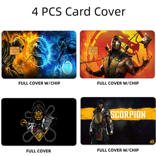 Scorpion Mortal Kombat Anime Card Stickers Set (4 Pcs)