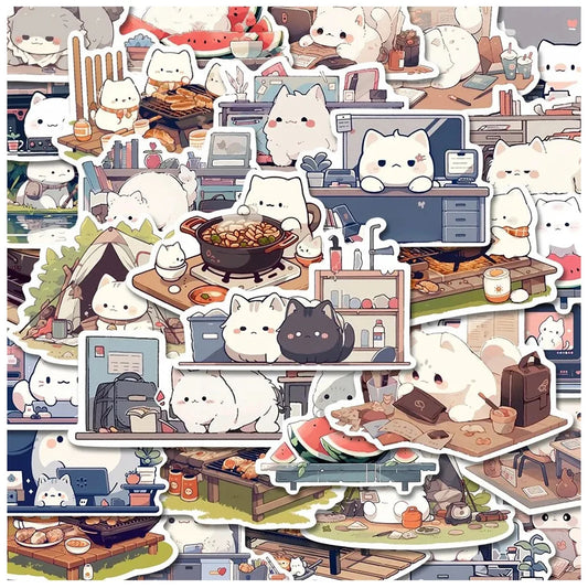 Cute Animal Cat Stickers for Laptop, Phone, Luggage, Wall, Kids Toys - 10/30/54pcs