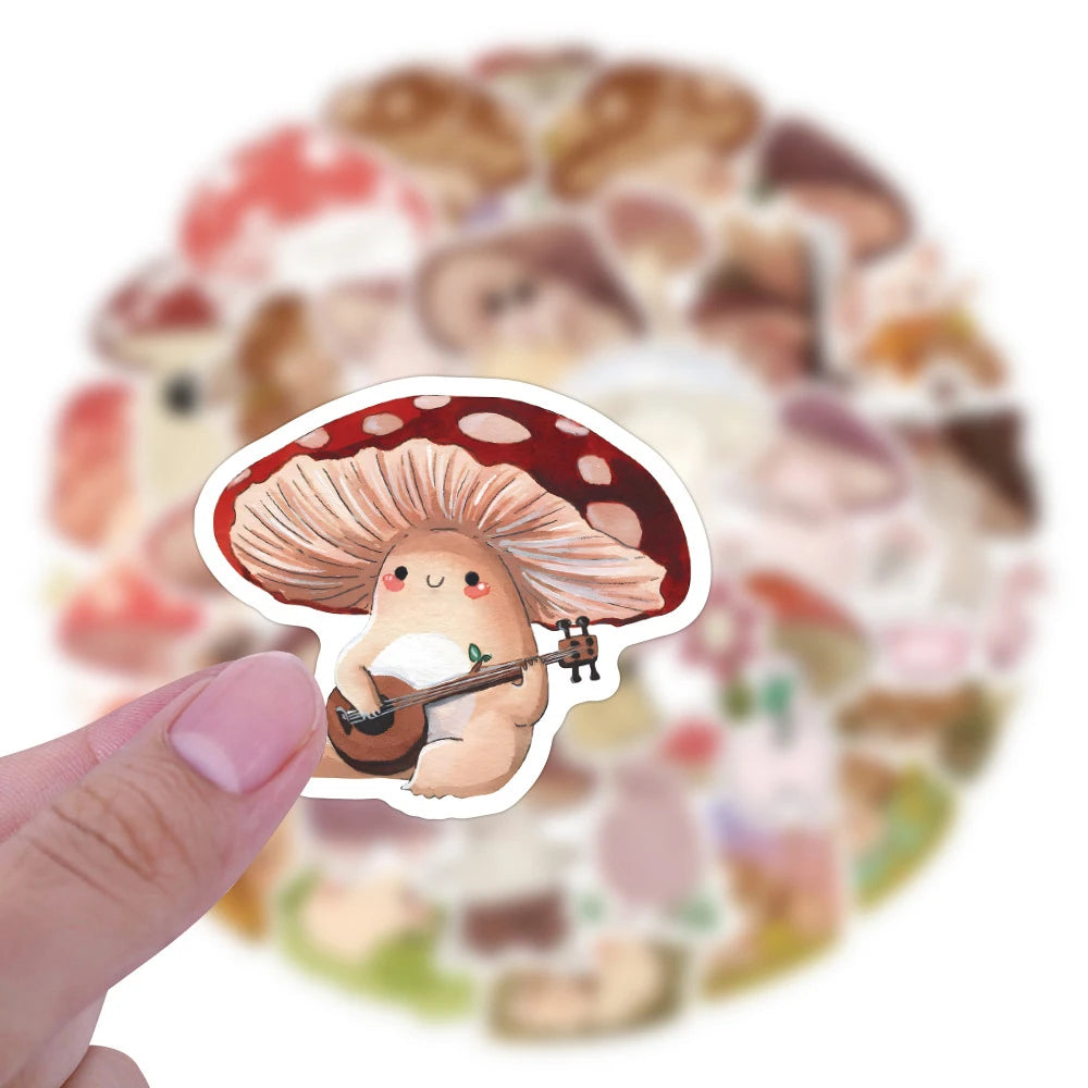 10/30/60pcs Retro Cute Mushroom Cartoon Stickers Decals Laptop Suitcase Phone Guitar Scrapbook Decoration Sticker for Kids Toys