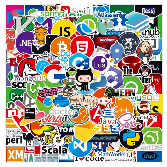 Mixed Programming Stickers for Laptop, Phone, Guitar, Notebook, Water Bottle (10/50/100pcs)